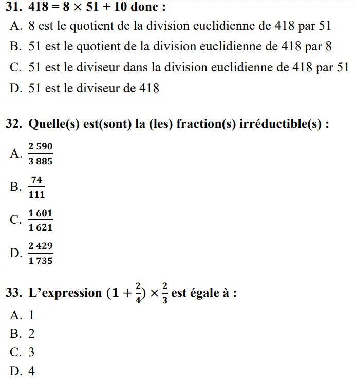 test entree master meef maths