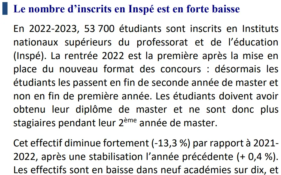 master meef 1er degré giga flop baisse des effectifs