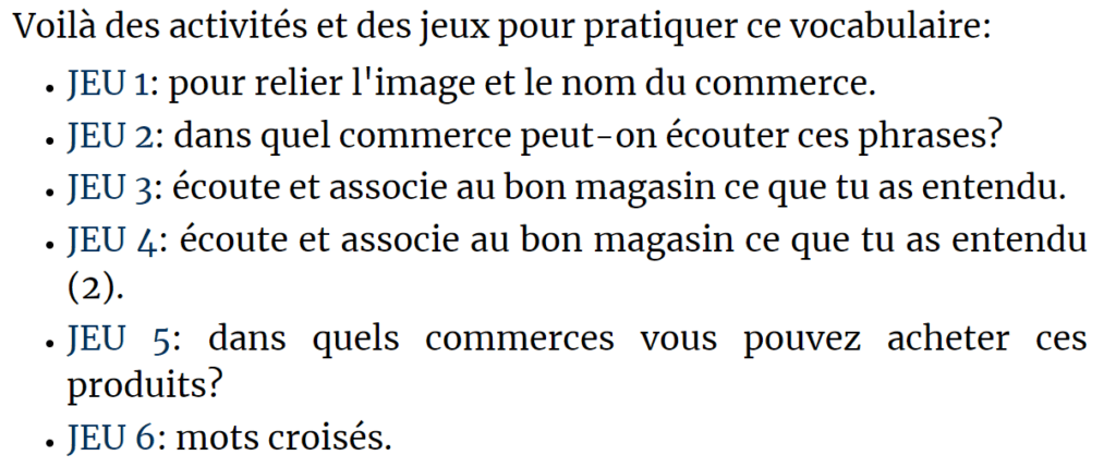 magasins textes CE1 CE2 commerce jeux en ligne learning apps