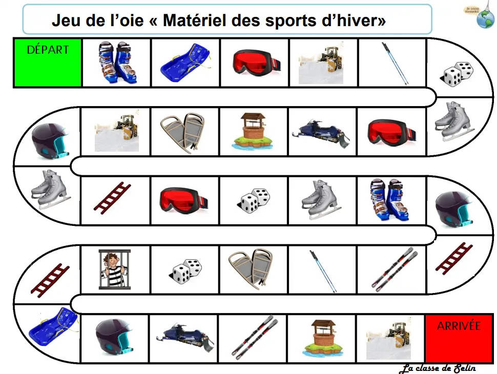 jeu de l'oie hiver ce1 ce2 2 vocabulaire saison vetements sports mots