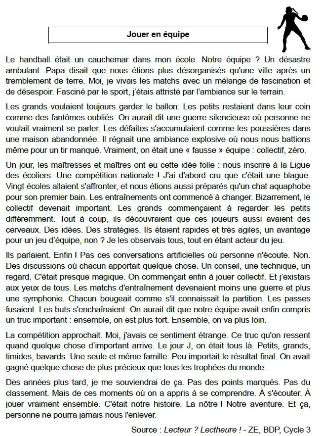 lecture sports cm1 cm2 textes