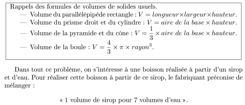 1 volume crpe exercice math