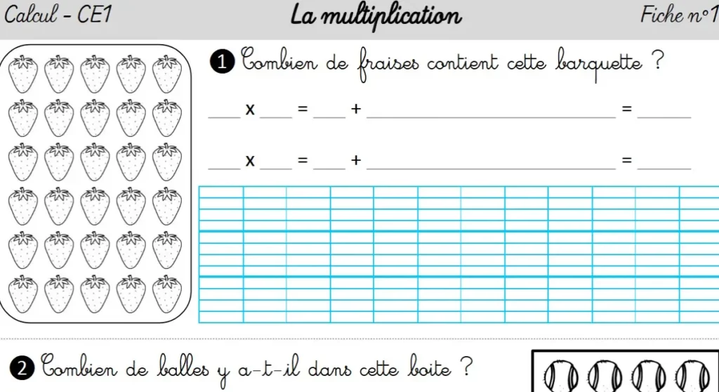 resolution de problemes CE1 CE2 multiplication