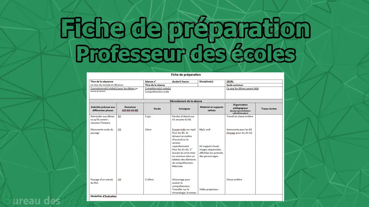 Lire la suite à propos de l’article Fiche de préparation de séance DOC et PDF