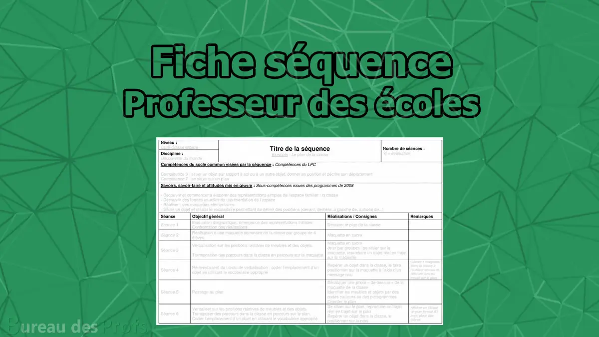 You are currently viewing Fiche séquence préparation professeur des écoles DOC et PDF