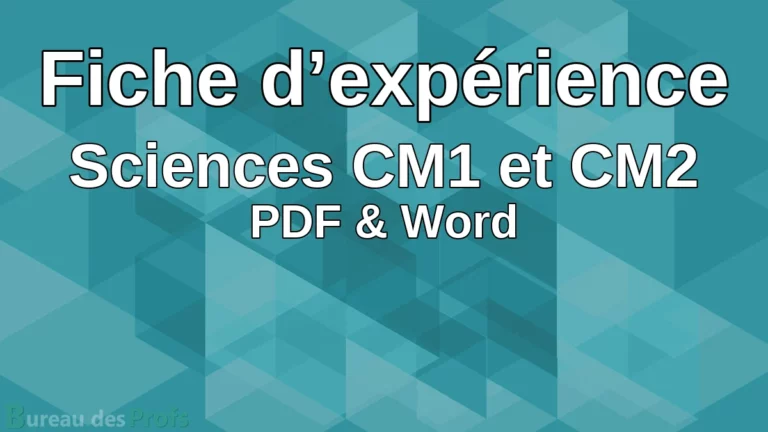 fiche d'expérience cm1 cm2 sciences investigation