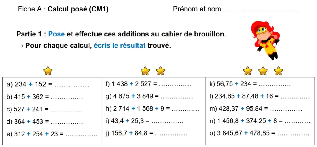 Calcul posé CM1 CM2 PDF