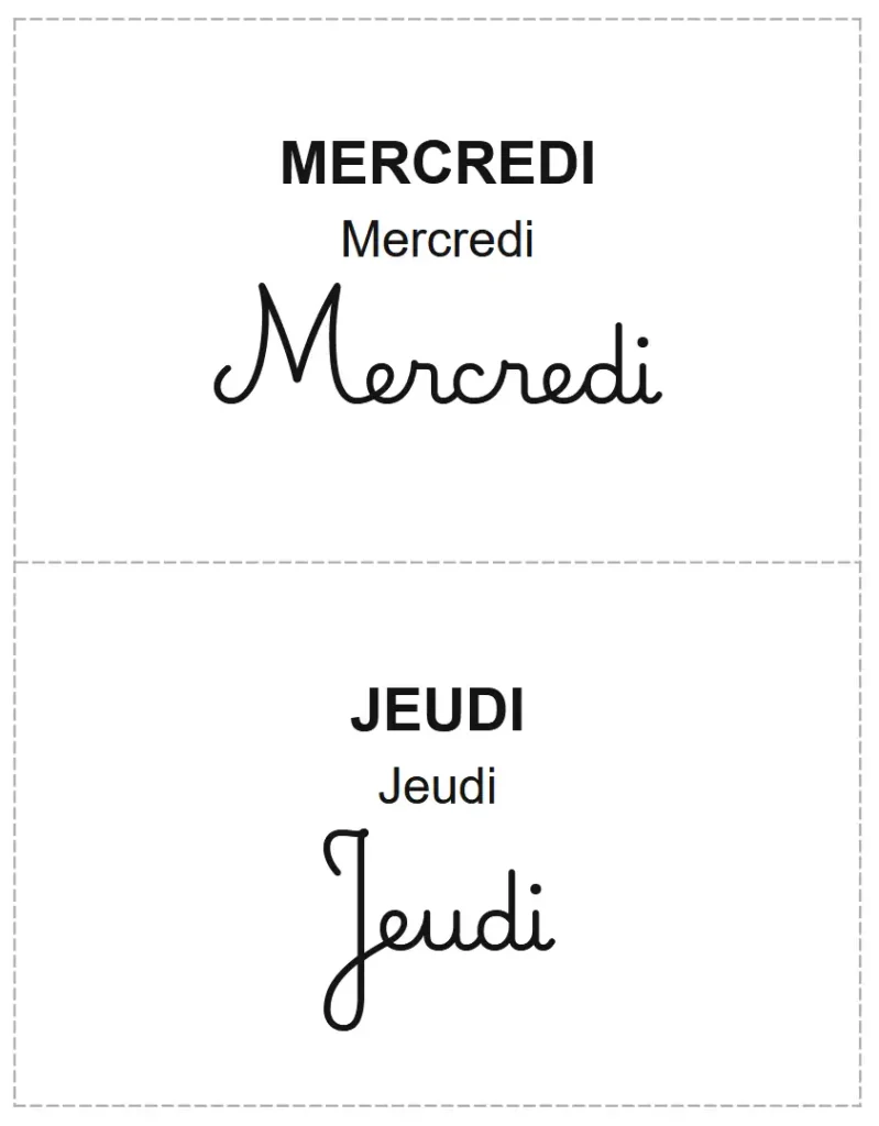 Flashcards date du jour à imprimer / plastifier (en français) maternelle / cycle 2 / ulis / allophones