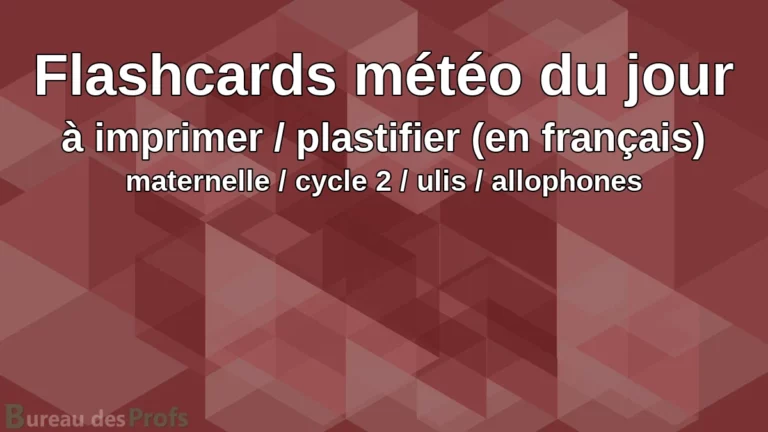 Flashcards météo du jour à imprimer / plastifier (en français) maternelle / cycle 2 / ulis / allophones